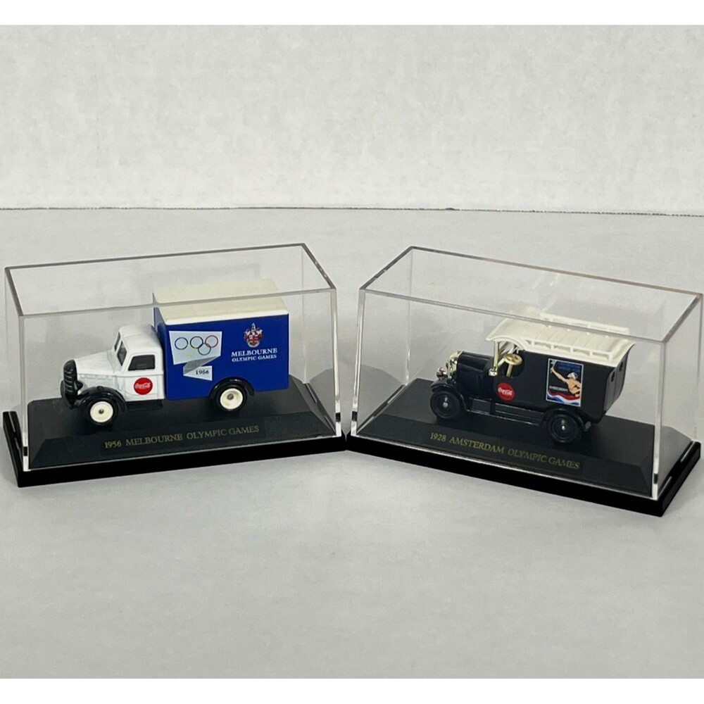 Coca‑Cola Olympic Trucks Set (2) – 1928 Amsterdam & 1956 Melbourne Vintage
